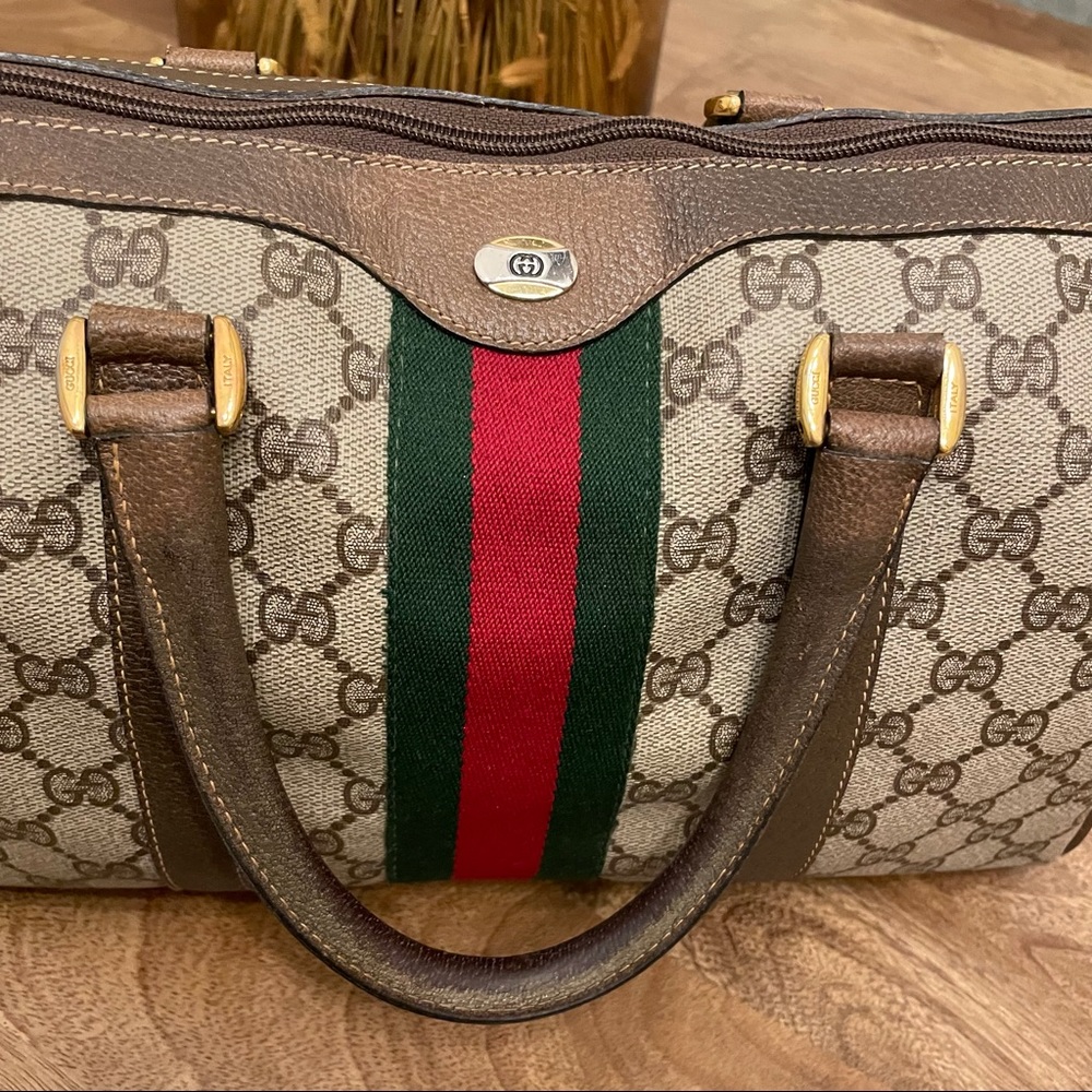 Authentic Vintage Gucci Web Supreme Boston Bag - Picture 2 of 12